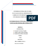 Contabilidad de inversiones financieras y cuentas de dudosa recuperación