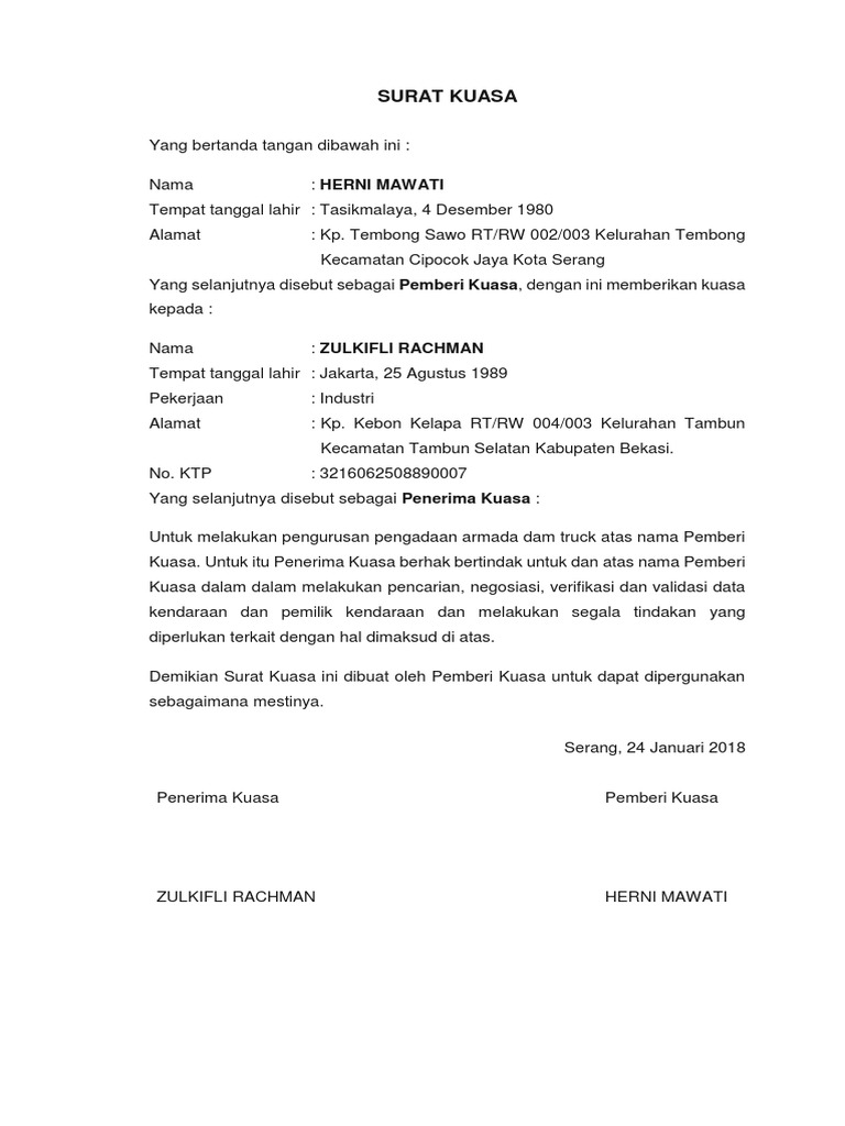 Download 73+ Contoh Surat Surat Kuasa Terbaik Dan Terbaru