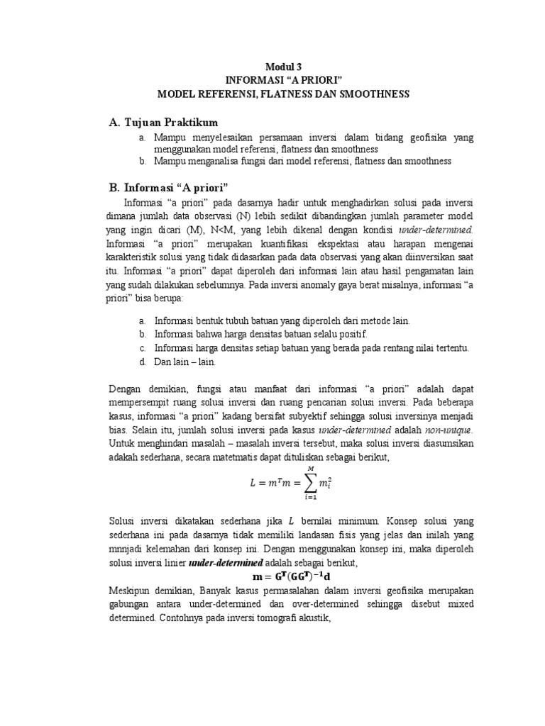 Inversi Geofisika: Model A Priori | PDF | Metode & Bahan Ajar | Sains ...