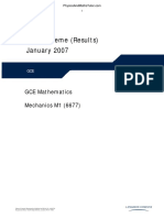 GCE Mathematics Mechanics M1 Mark Scheme January 2007