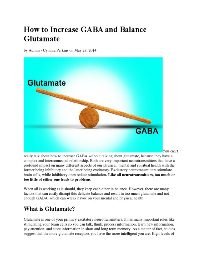 How To Increase GABA and Balance Glutamate PDF Neurotransmitter