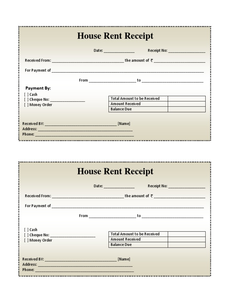House Rent Receipt Template | PDF