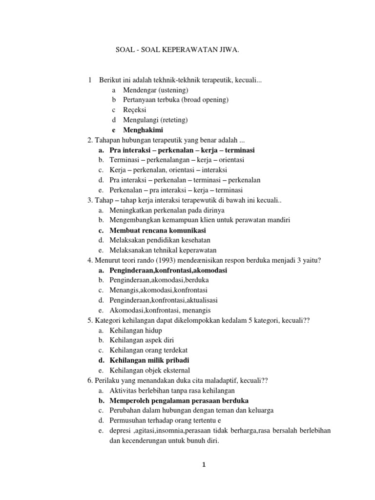 Soal Ukom Keperawatan Jiwa