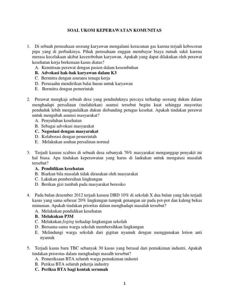 Soal Ukom Keperawatan Komunitas