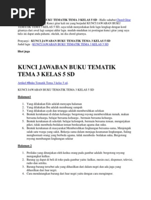 Kunci Jawaban Buku Tematik Tema 3 Kelas 5 Sd Docx