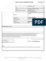 Staff Bank Account Information Form: Special Instructions, If Any