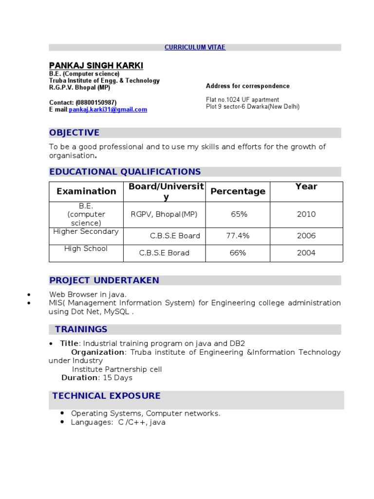 Computer Science Graduate CV | PDF