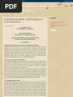 Ajaran Sosial Gereja Katolik Asg Gaudium Et Spes Kegembiraan Dan Harapan Pdf