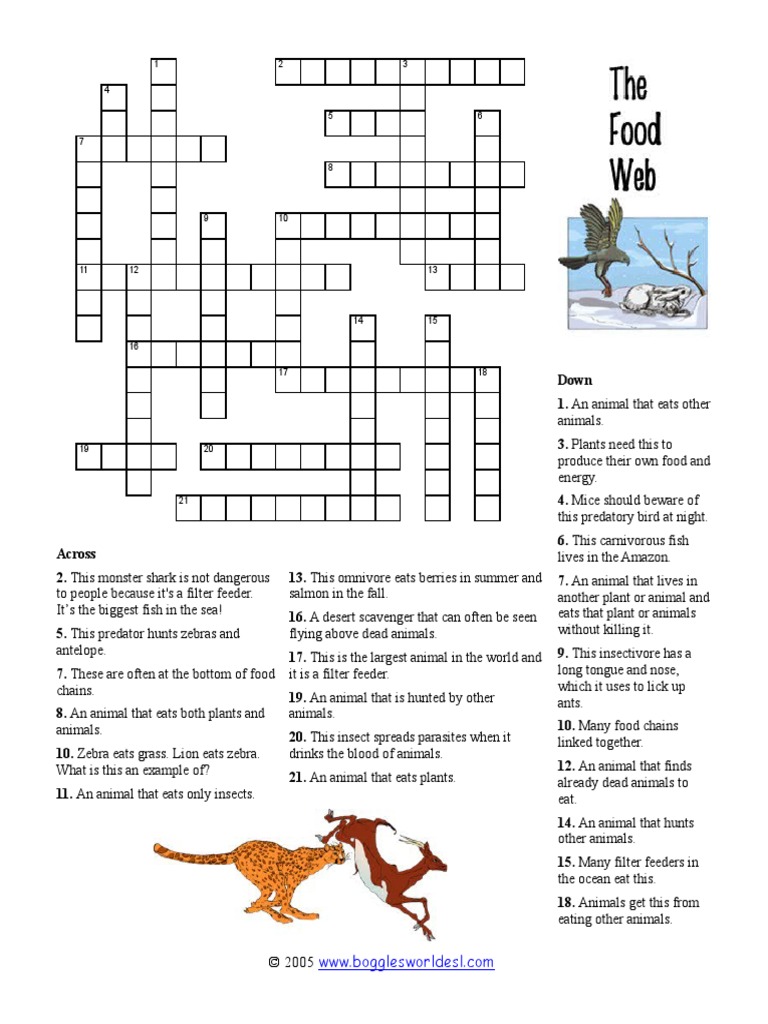 Food  Crossword Predation Ecology