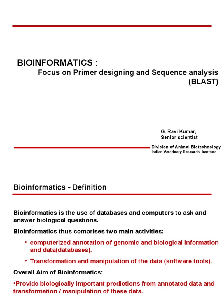 Bioinformatics Primer Design and Analysis | PDF | Sequence Alignment ...