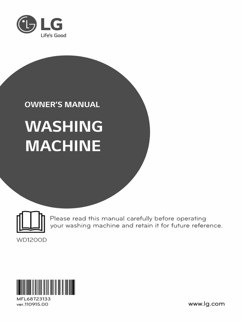LG WD1200D 7kg Front Load Washing Machine User Manual PDF