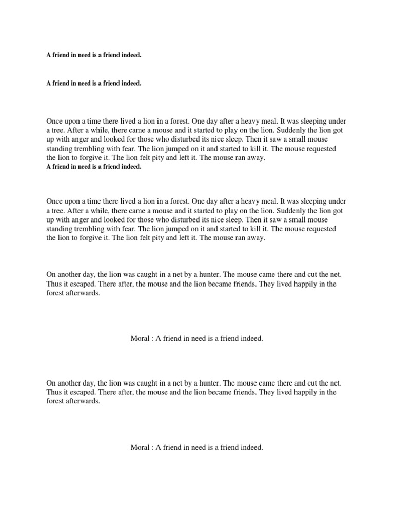 A Friend in Need Is A Friend Indeed | PDF