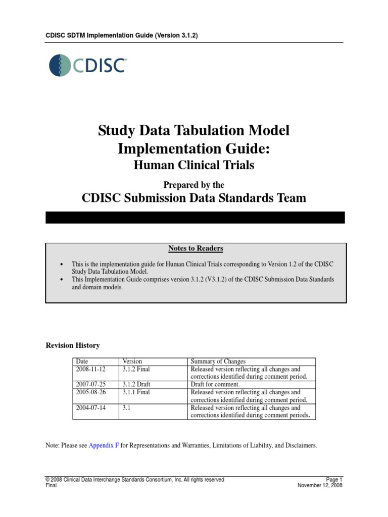 SDTM Implementation Guide V3.1.2 PDF | PDF