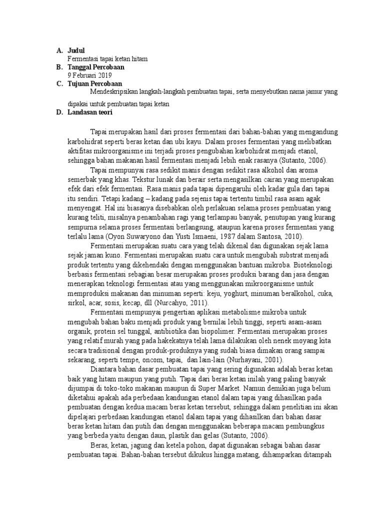 Fermentasi Biologi Tape Ketan Hitam PDF