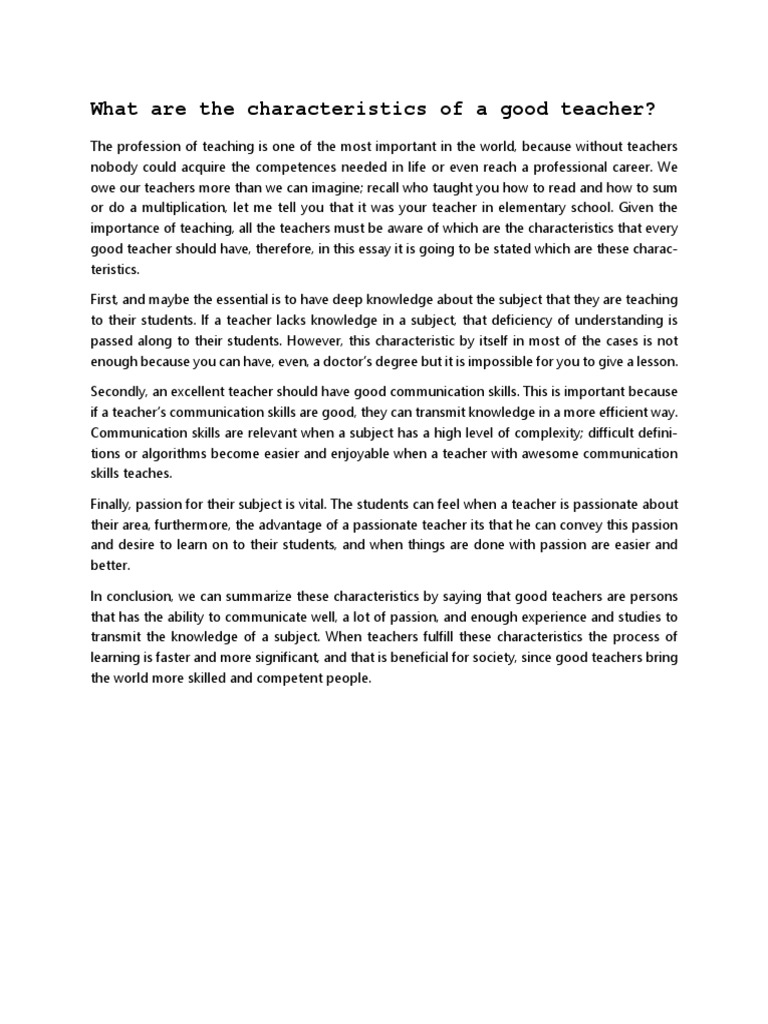 What Are The Characteristics of A Good Teacher | PDF