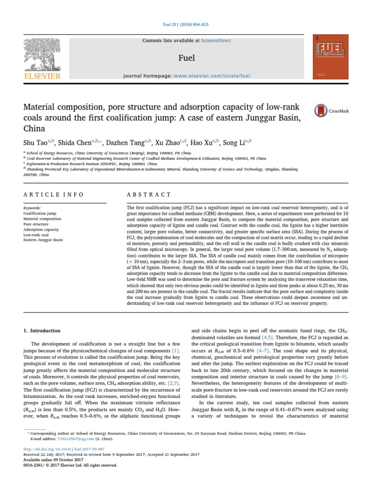 Pore Structure and Adsorption | PDF | Porosity | Coalbed Methane