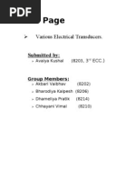 Title Page: Various Electrical Transducers