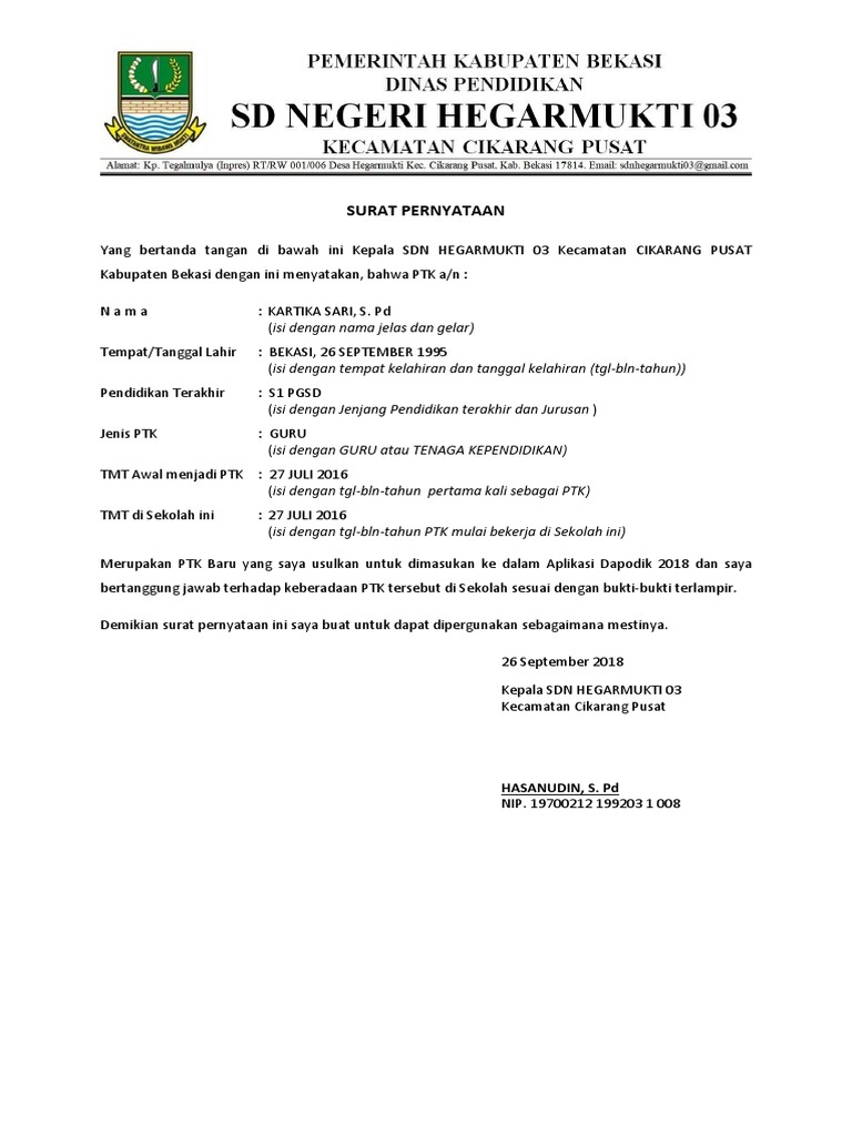 Contoh Kop Surat Rt Kabupaten Bekasi Contoh Kop Surat
