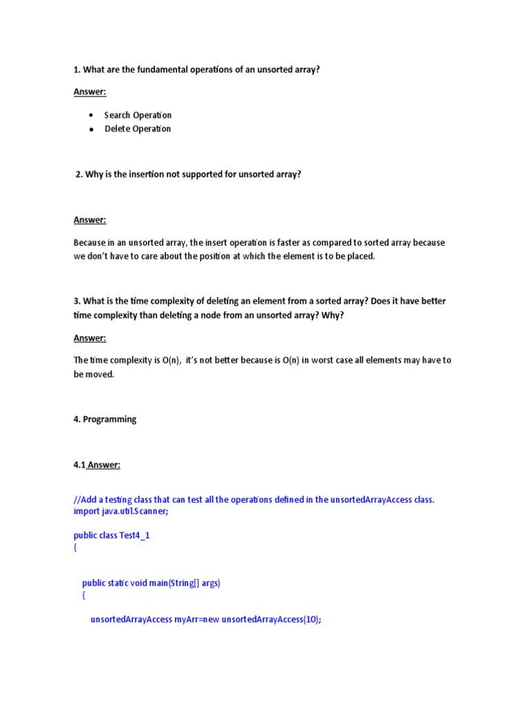 Unsorted vs Sorted Array Operations | PDF | Array Data Structure ...