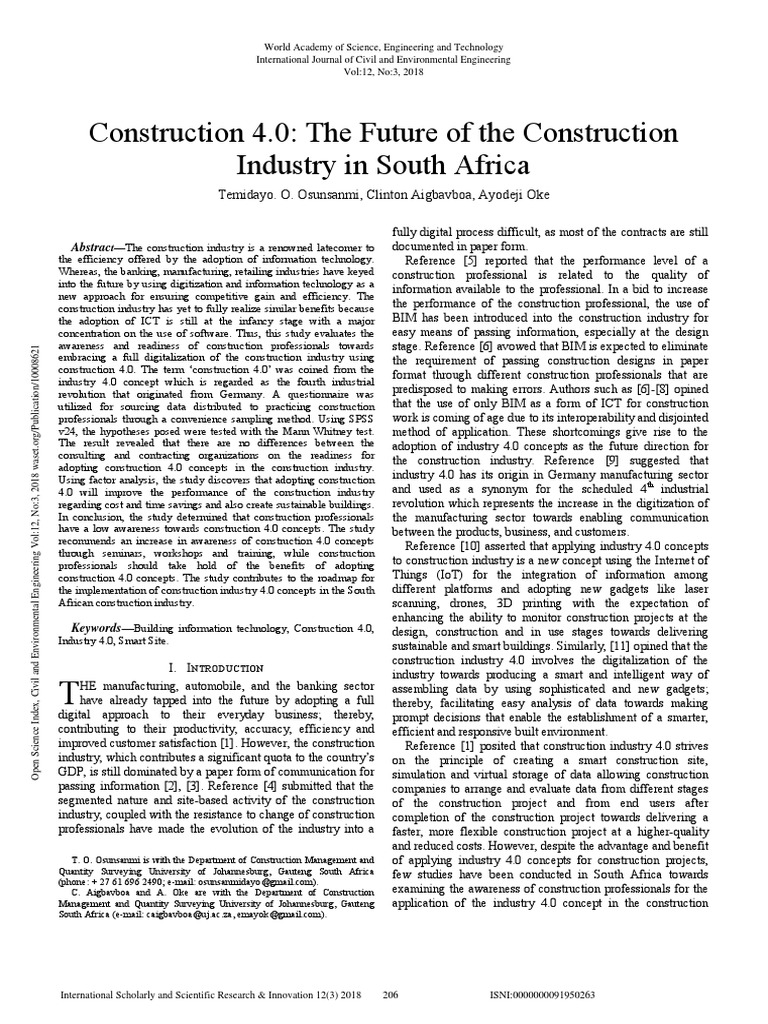 Construction 40 The Future of The Construction Industry in South Africa ...
