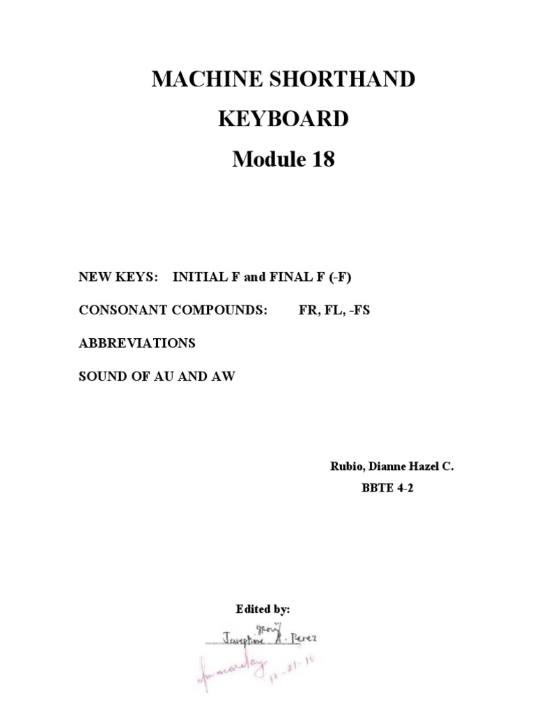Machine Shorthand Keyboard PDF Shorthand Human Communication