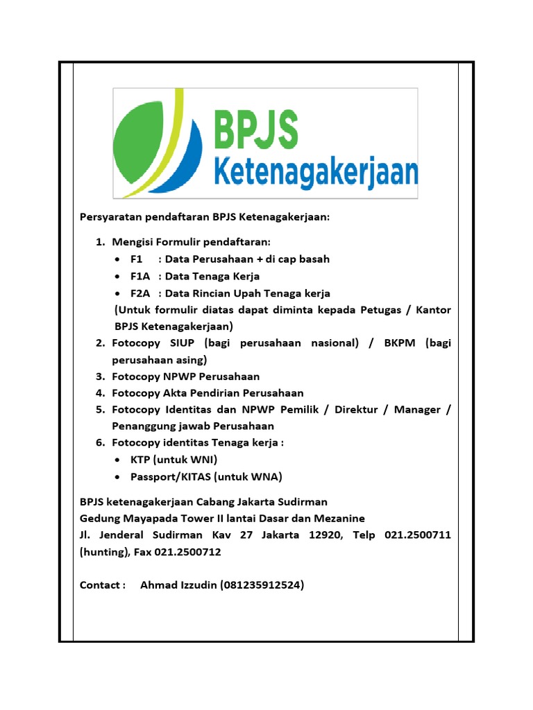 dokumen yang diperlukan saat klaim BPJS Ketenagakerjaan