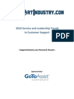 2010 Service and Leadership Trends in Customer Support: Sponsored by