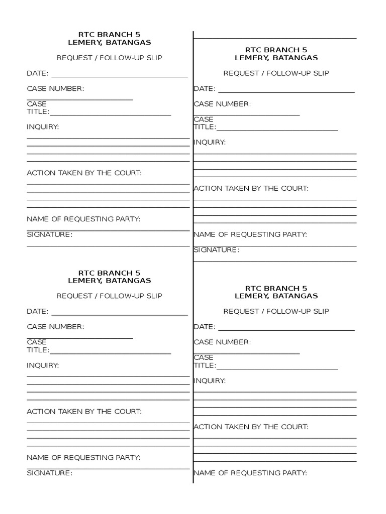 Follow Up Slip | PDF