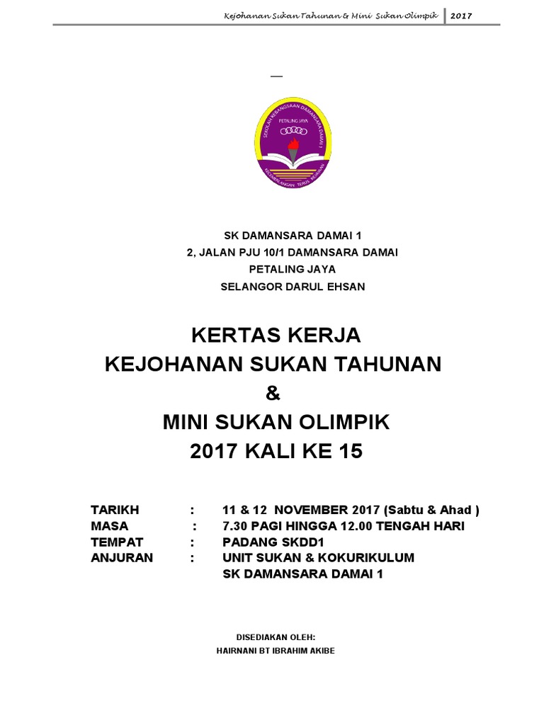 kertas kerja sukan tahunan