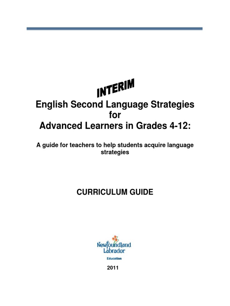 English Second Language Strategies For Advanced Learners in Grades 4-12 ...
