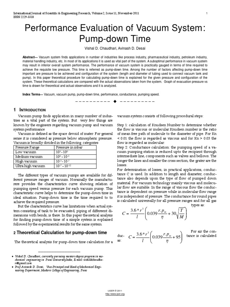 PerformanceEvaluationofVacuumSystemPumpdownTime.pdf Vacuum Pump