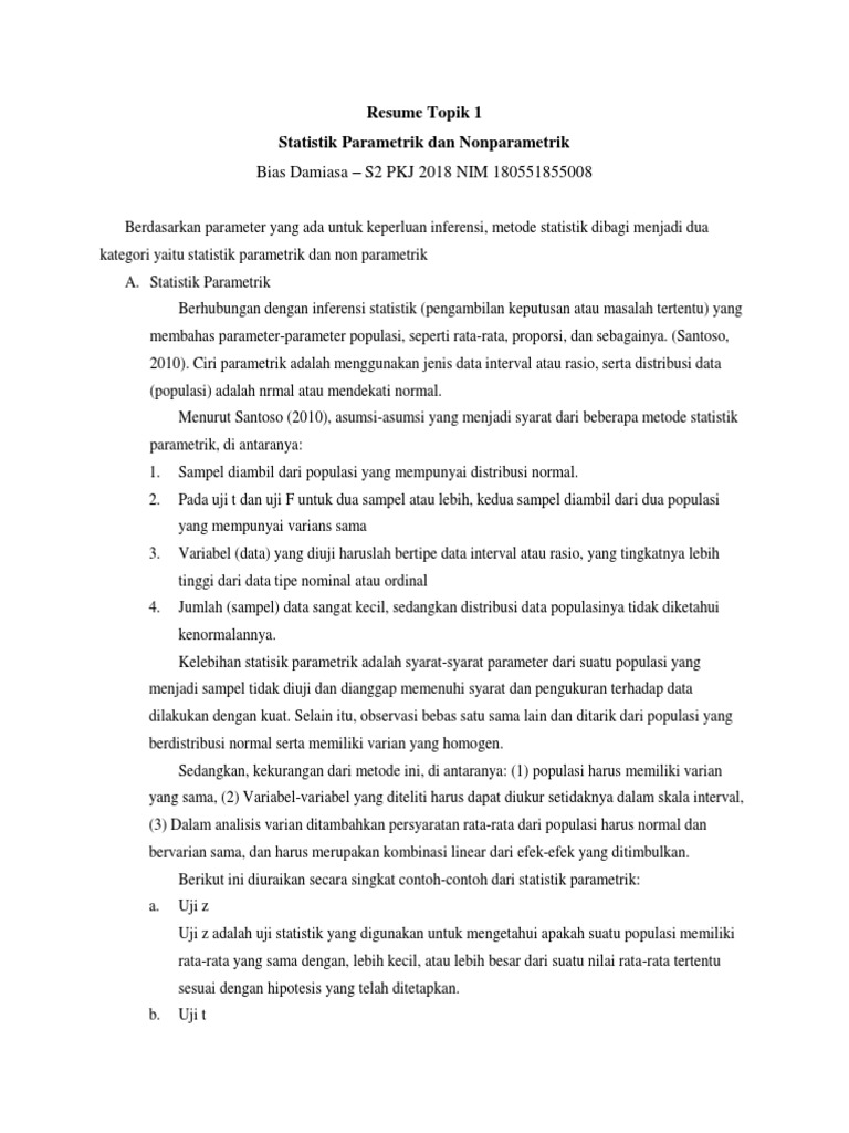 Resume 1 Parametrik Nonparametrik