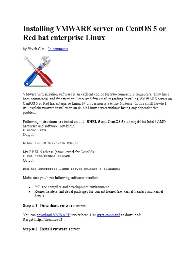 Installing VMWARE Server On CentOS 5 or Red Hat Enterprise Linux ...