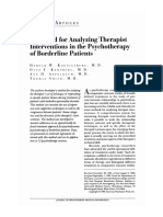 A Method For Analyzing Therapist Interventions in The Psychotherapy of Borderline Patients