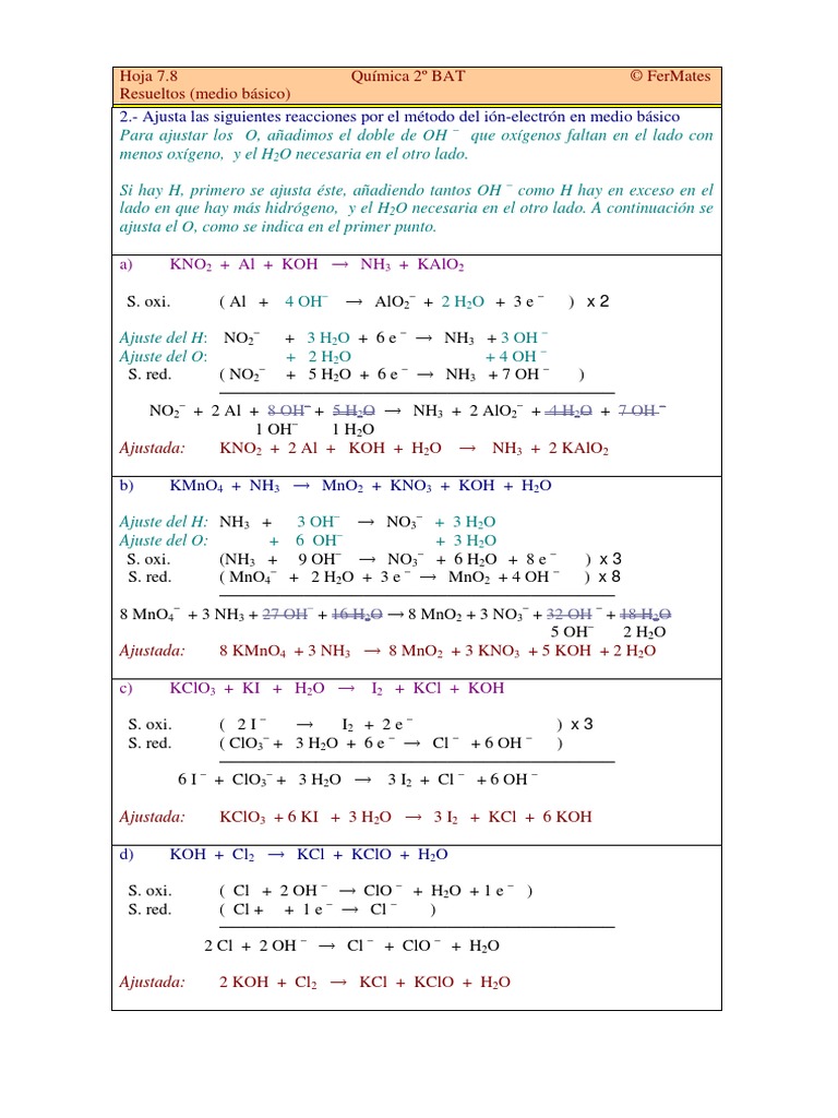 Kmno4 Nh3 Mno2 N2 Koh H2o