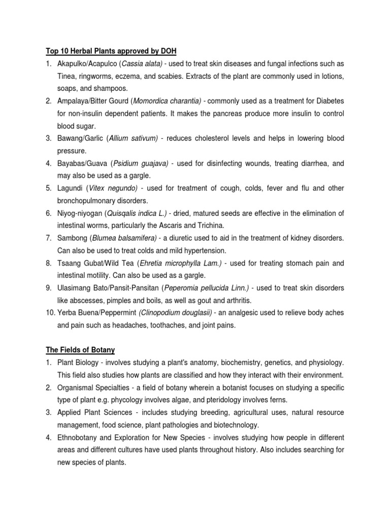 Top 10 Herbal Plants Approved by DOH PDF Endoplasmic Reticulum