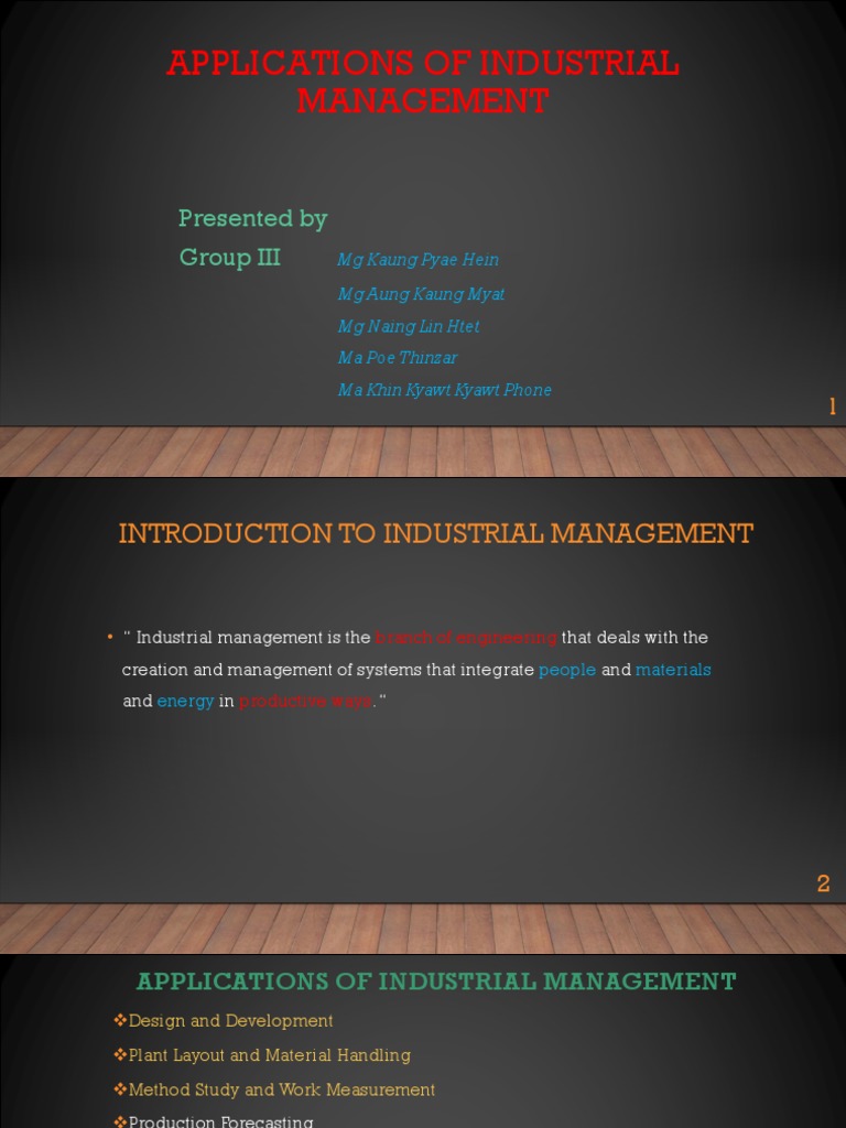 Applications of Industrial Management PDF Business Production And Manufacturing