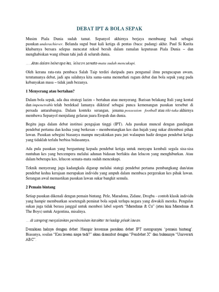 Debat Ipt Bola Sepak Pdf