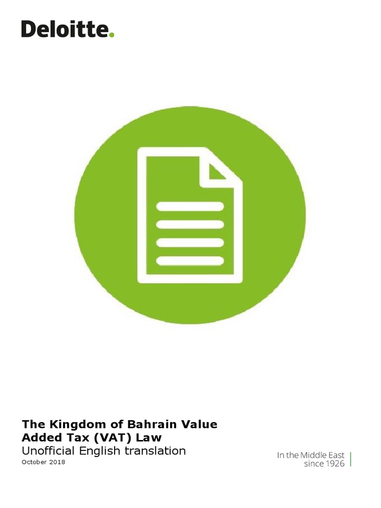 Bahrain VAT Law Overview and Definitions | PDF | Tax Deduction | Taxes