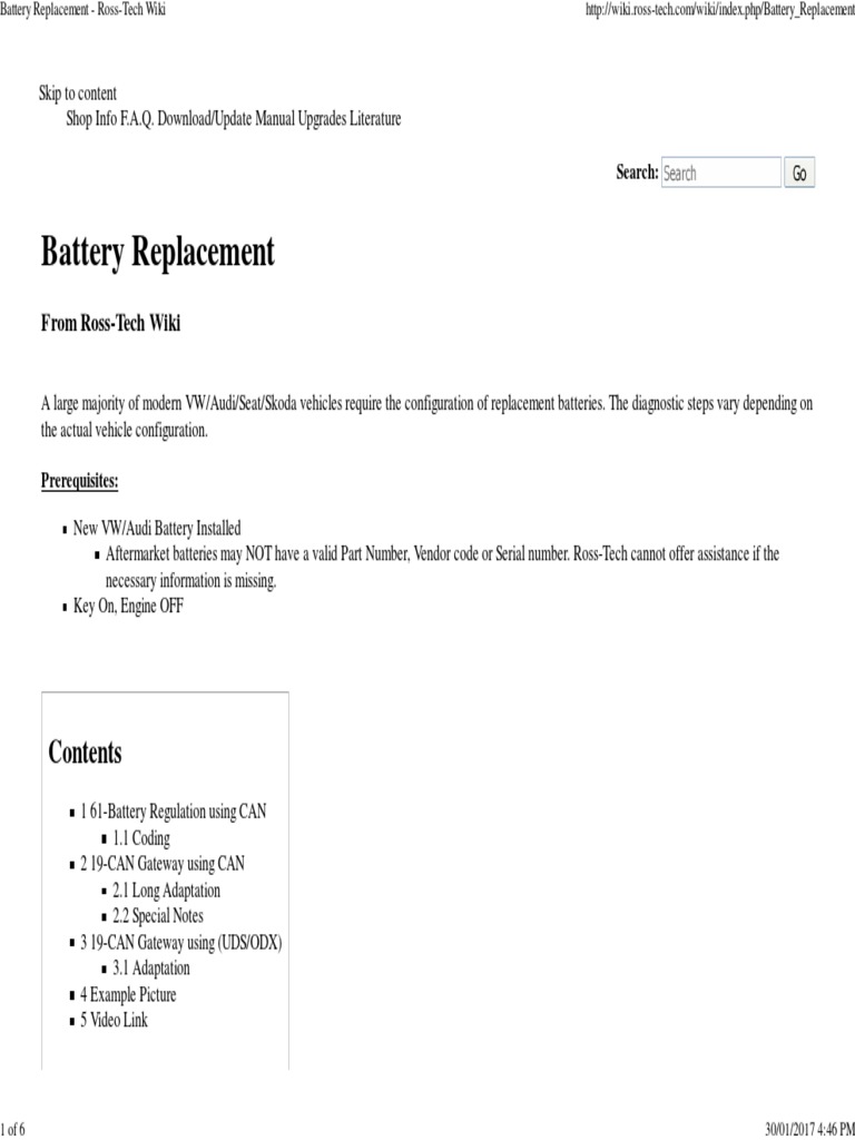 Battery Replacement RossTech Wiki PDF PDF Qr Code Computing