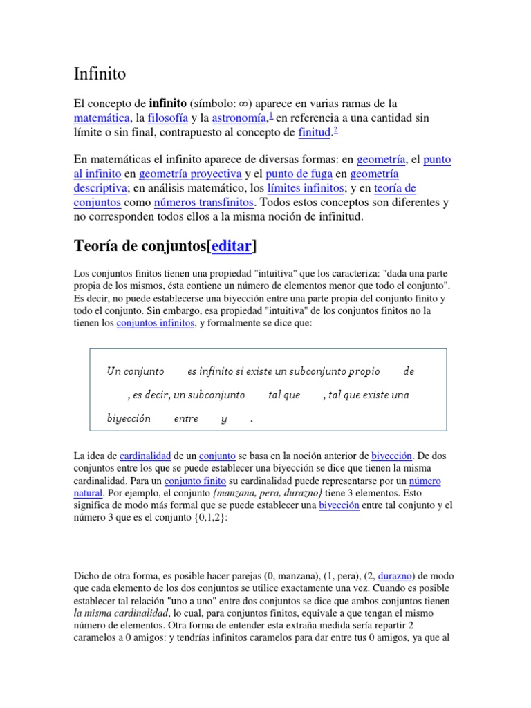 Teoria Del Infinito | PDF | infinito | Conjunto (Matemáticas)