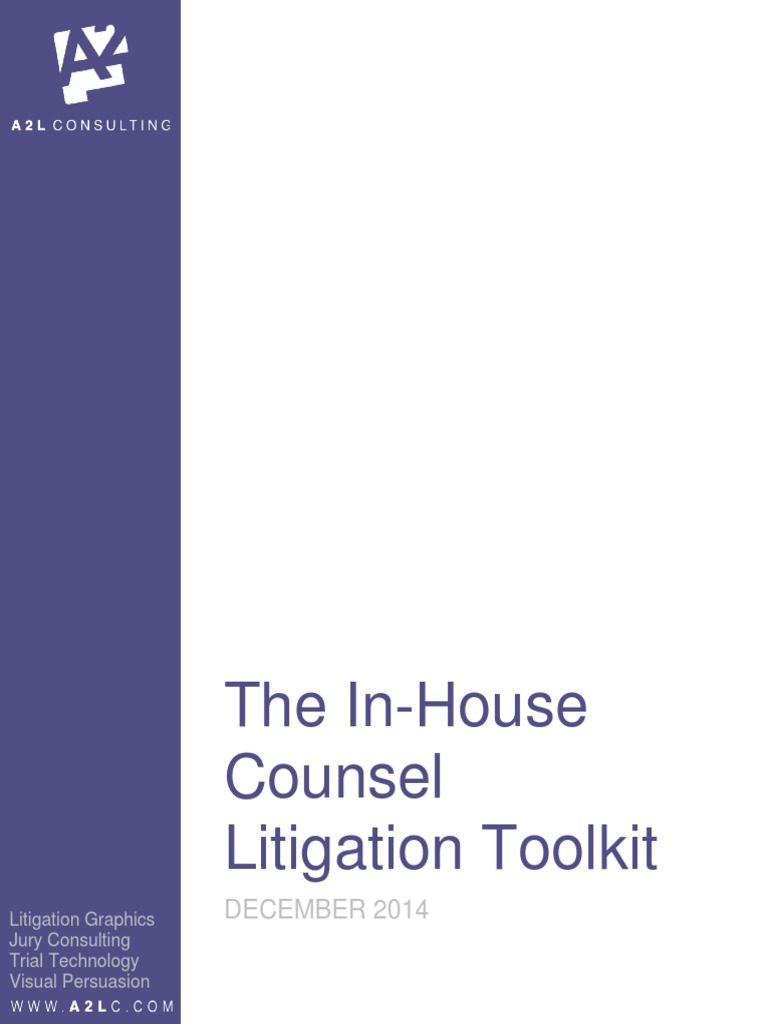 A2L InHouse Counsel Litigation Toolkit PDF Lawyer Attorney's Fee