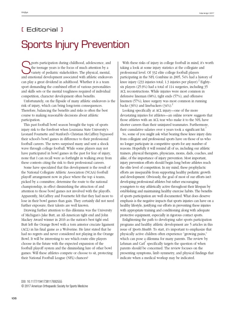 Sports Injury Prevention | PDF | College Football | Preventive Healthcare