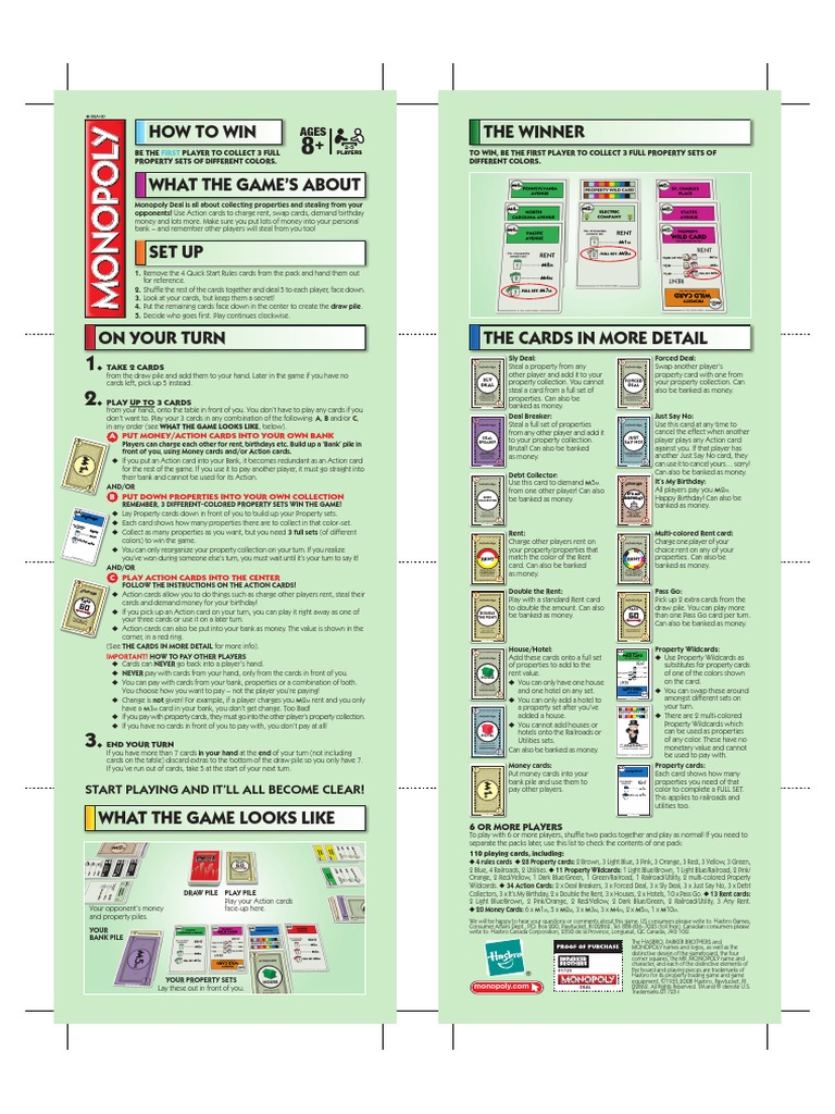 Monopoly Deal Rules PDF | PDF | Card Games | Gaming Devices