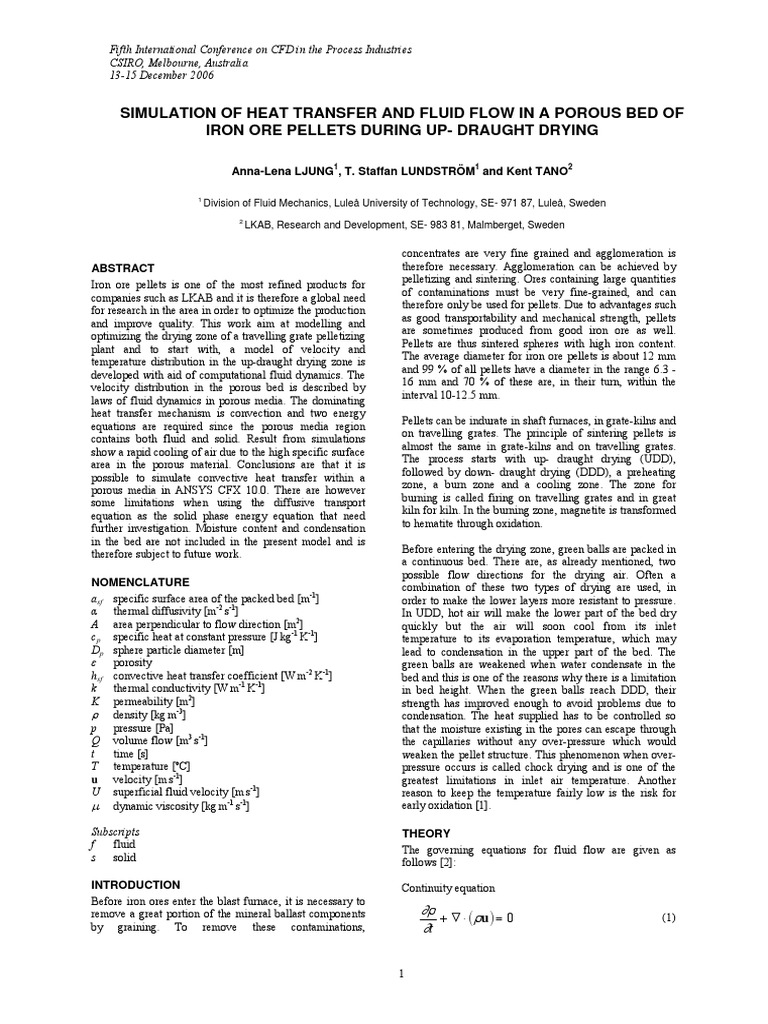 Simulation of Heat Transfer and Fluid Flow in A Porous Bed of Iron Ore ...