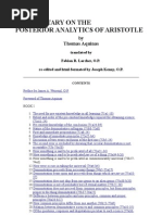 Aquinas Commentary On The Posterior Analytics of Aristotle