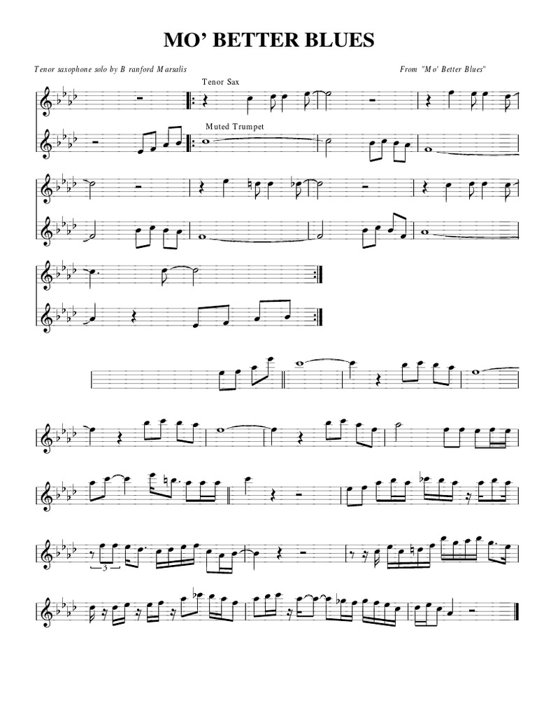 Tenor saxophone solo by B ranford Marsalis From "Mo' Better Blues"