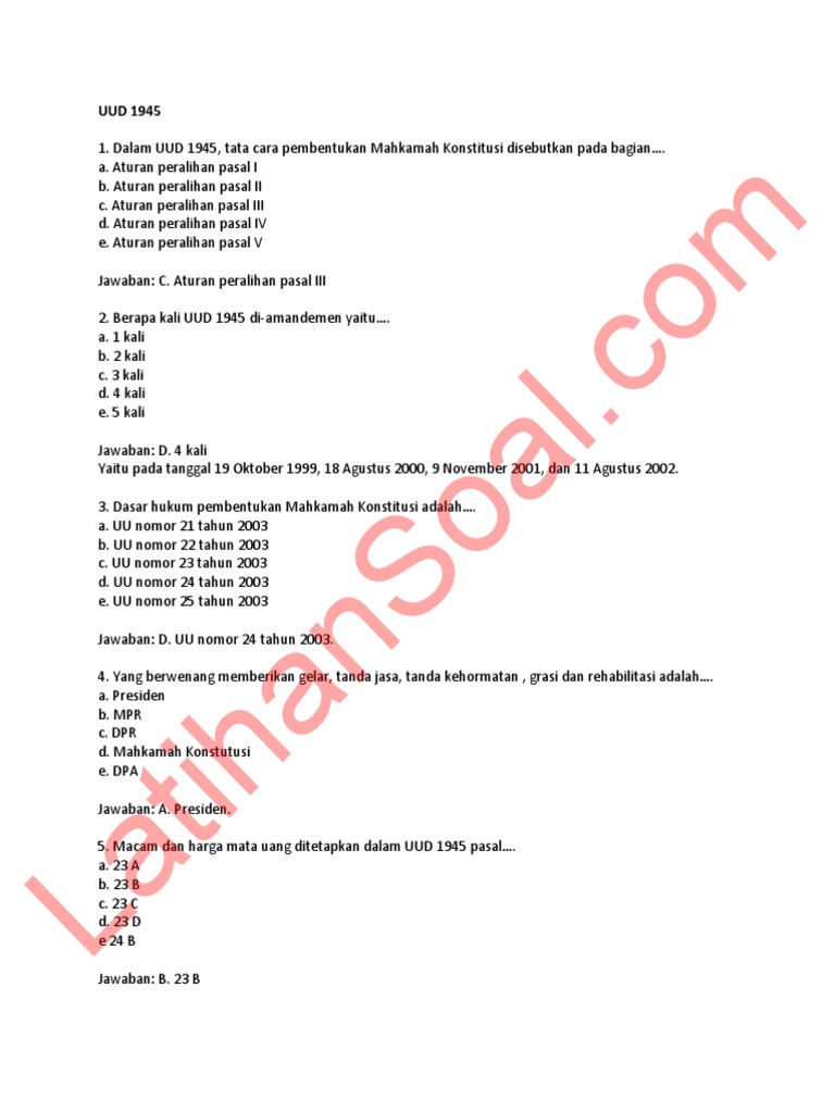 Pasal 2 Aturan Peralihan Uud 1945 - Ini Aturannya