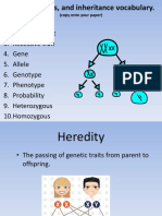 Heredity, Traits, and Inheritance Vocabulary