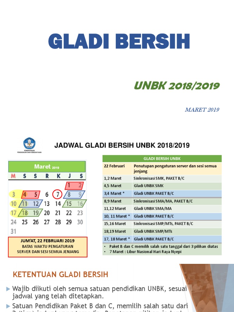 Gladi Bersih Unbk 2019 Rev Pdf